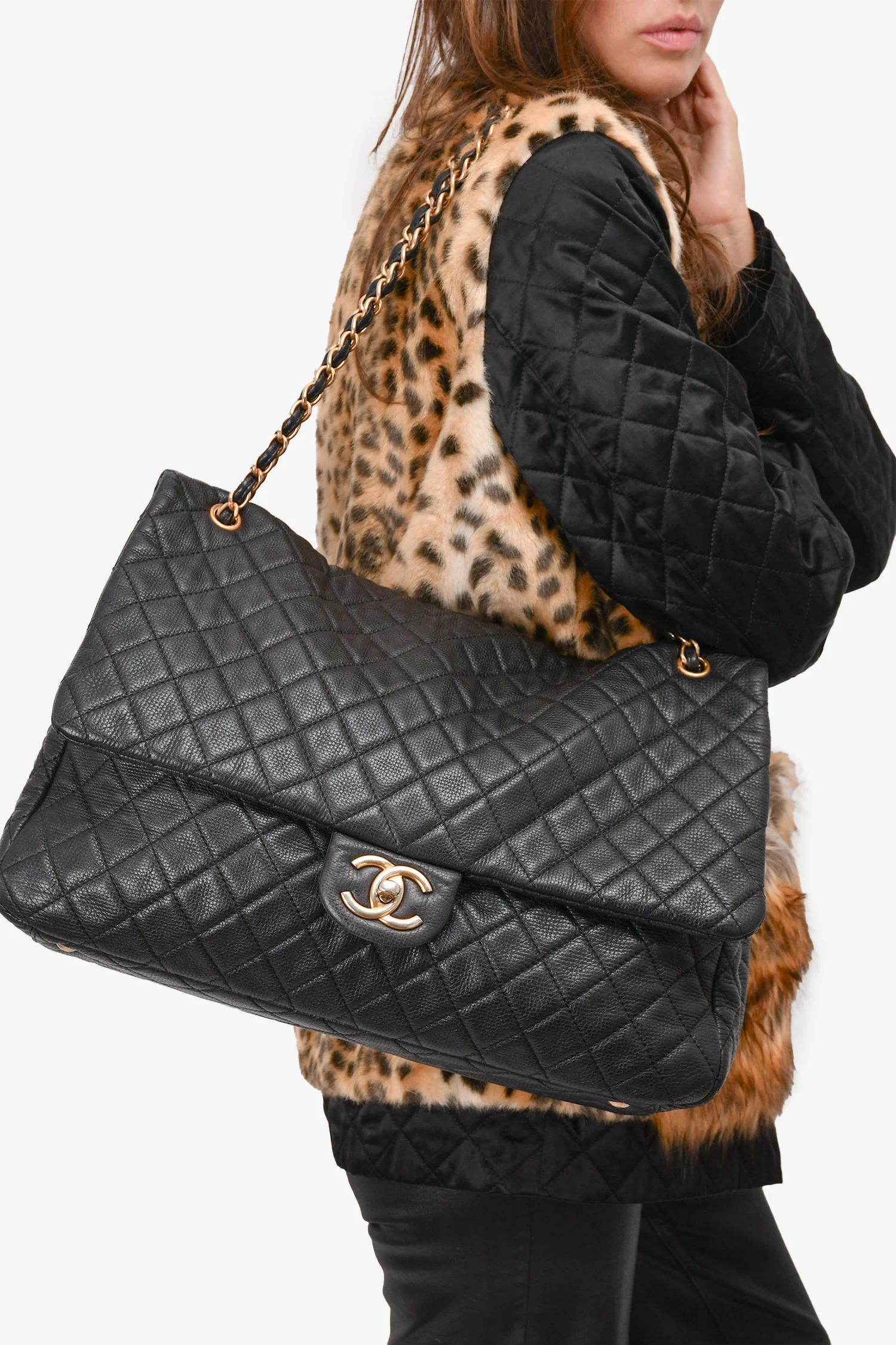 Alternative view of Chanel Coco Luggage Large Crossbody Bag / Black Gold Hardware
