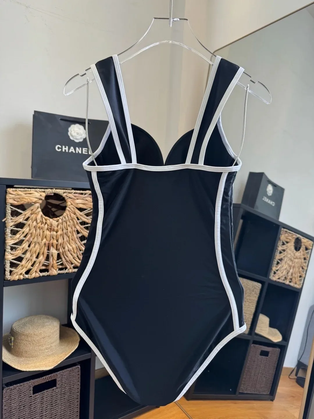 Chanel Contoured Interlocking CC One-Piece Swimsuit Black - Image 4