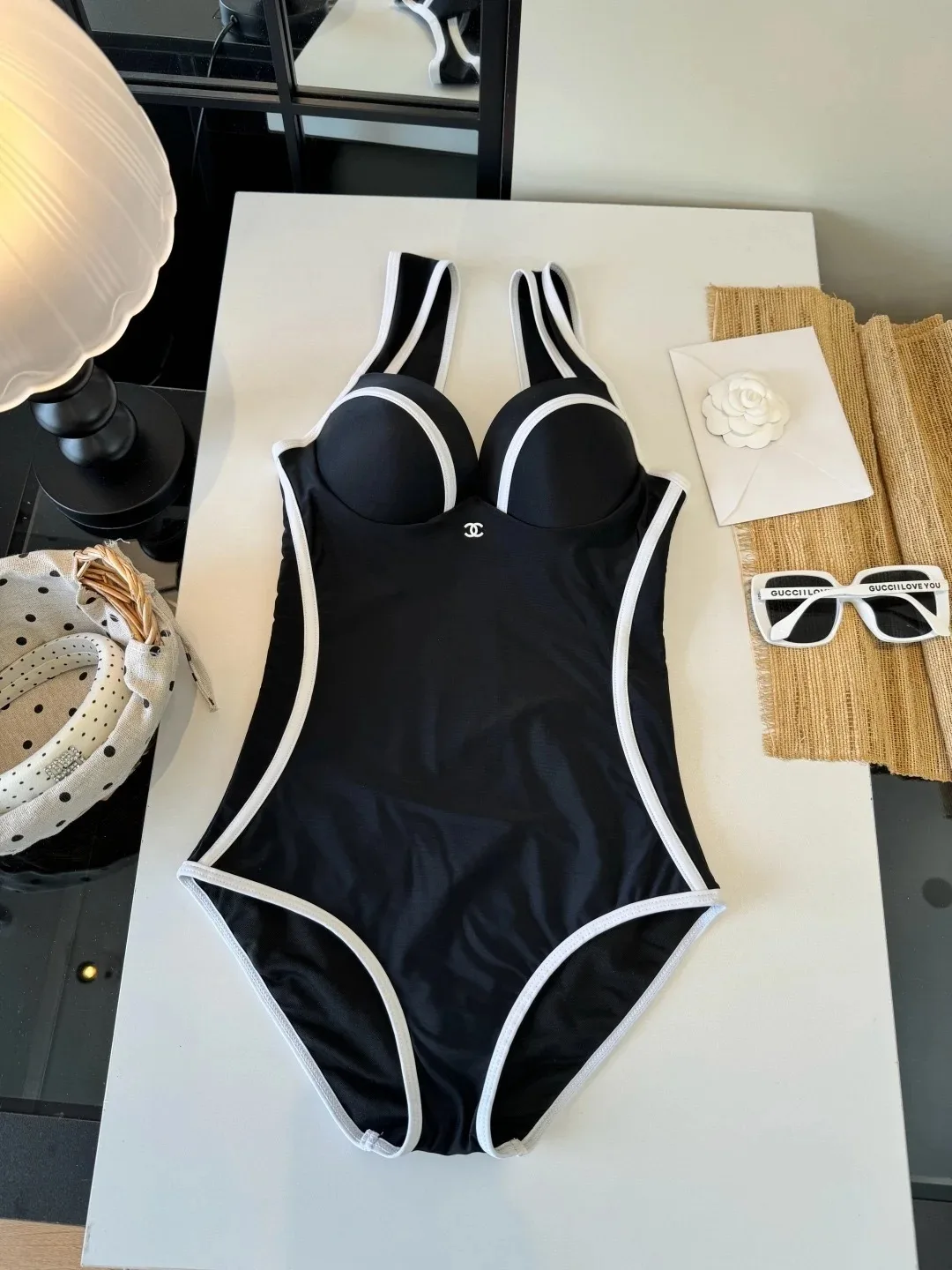 Chanel Contoured Interlocking CC One-Piece Swimsuit Black - Image 6