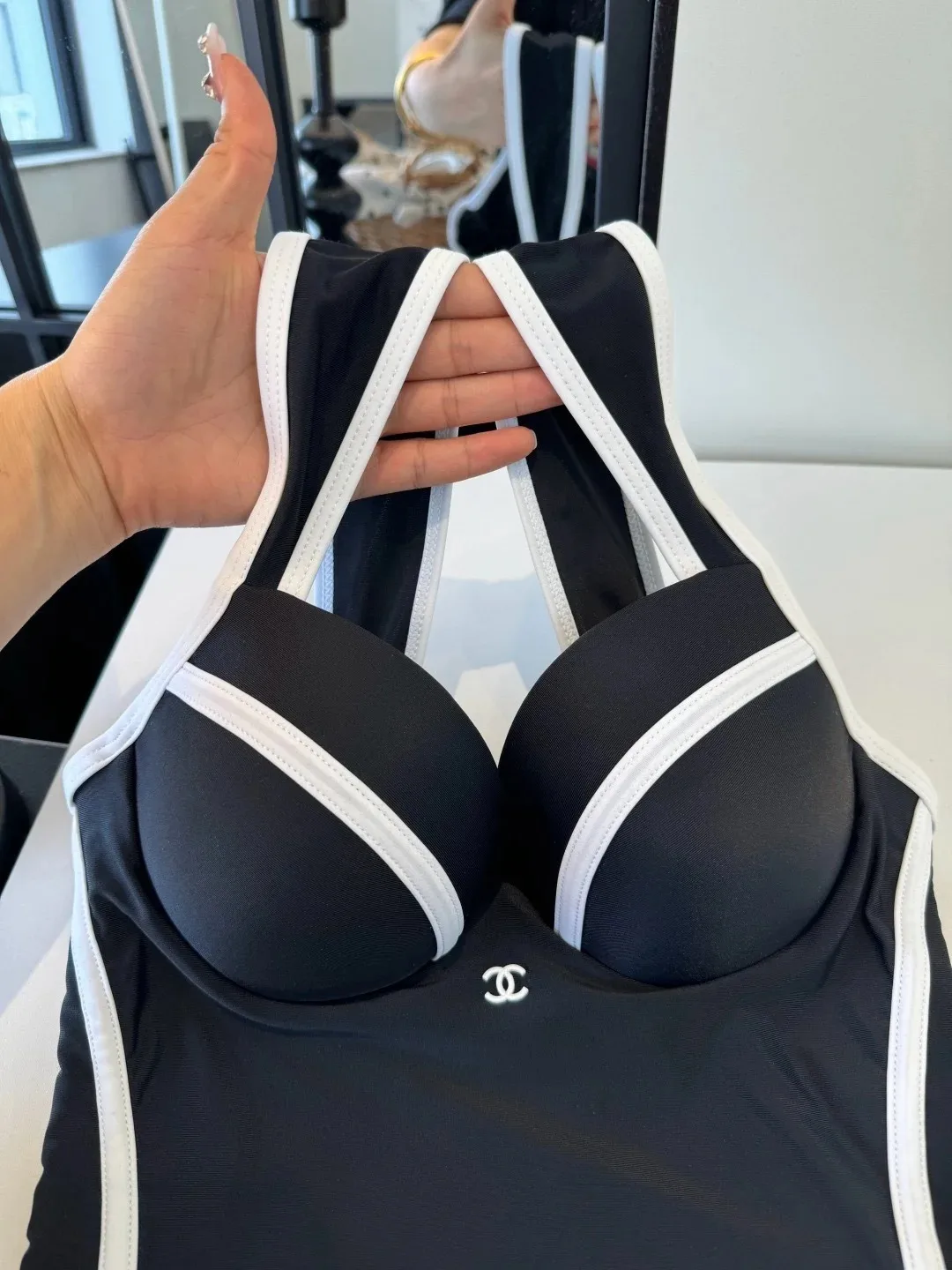 Chanel Contoured Interlocking CC One-Piece Swimsuit Black - Image 8