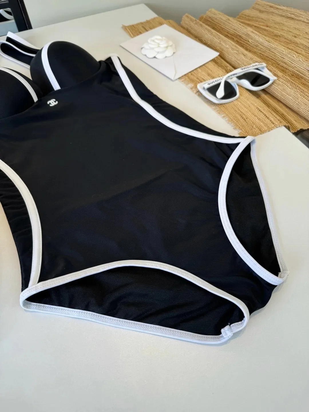 Chanel Contoured Interlocking CC One-Piece Swimsuit Black - Image 9