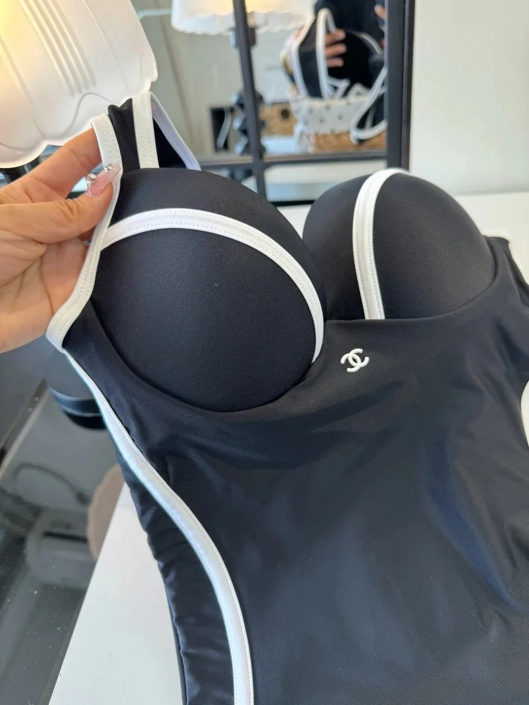 Chanel Contoured Interlocking CC One-Piece Swimsuit Black - Image 10