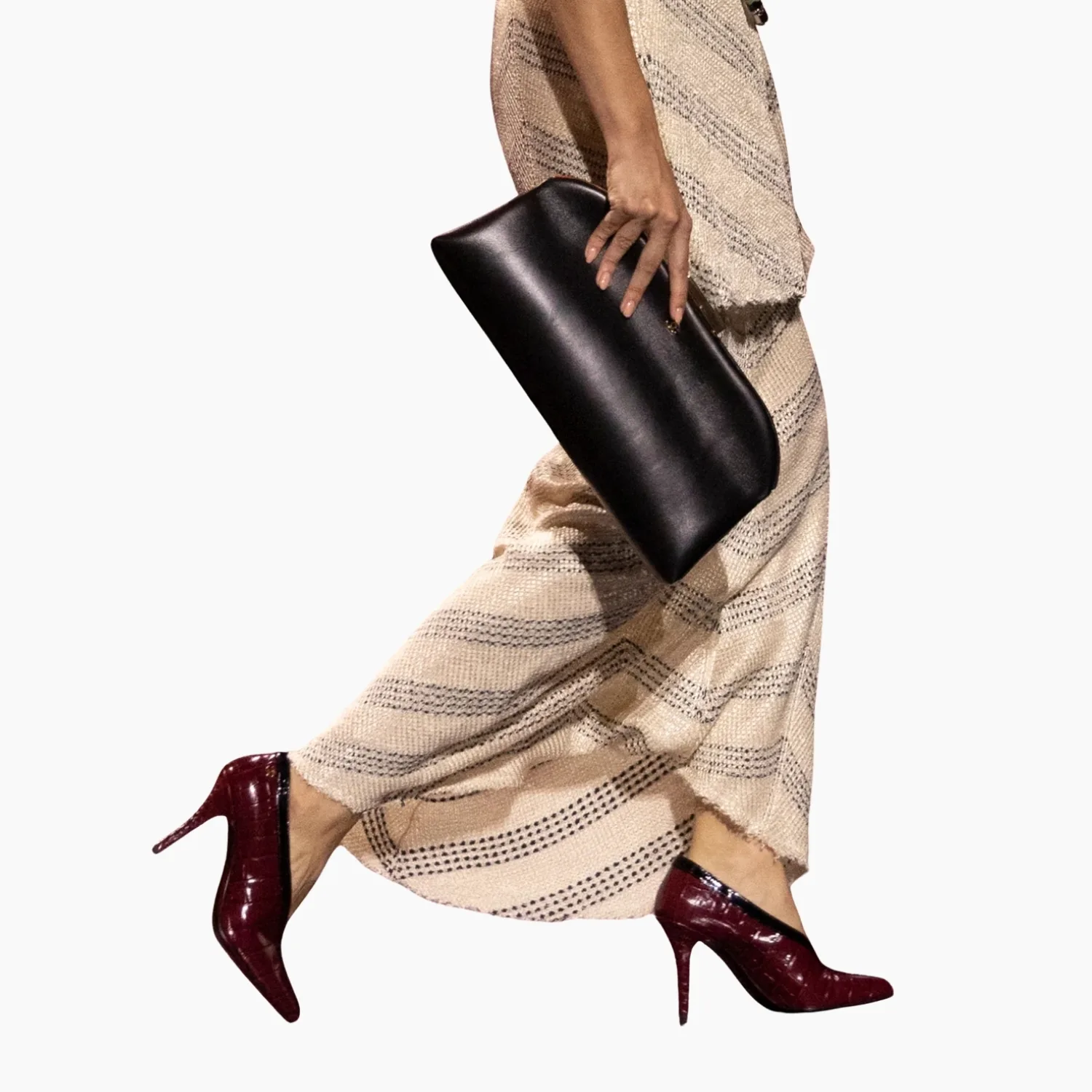 Alternative view of Chanel Crocodile Pumps Burgundy/ Black --U9719