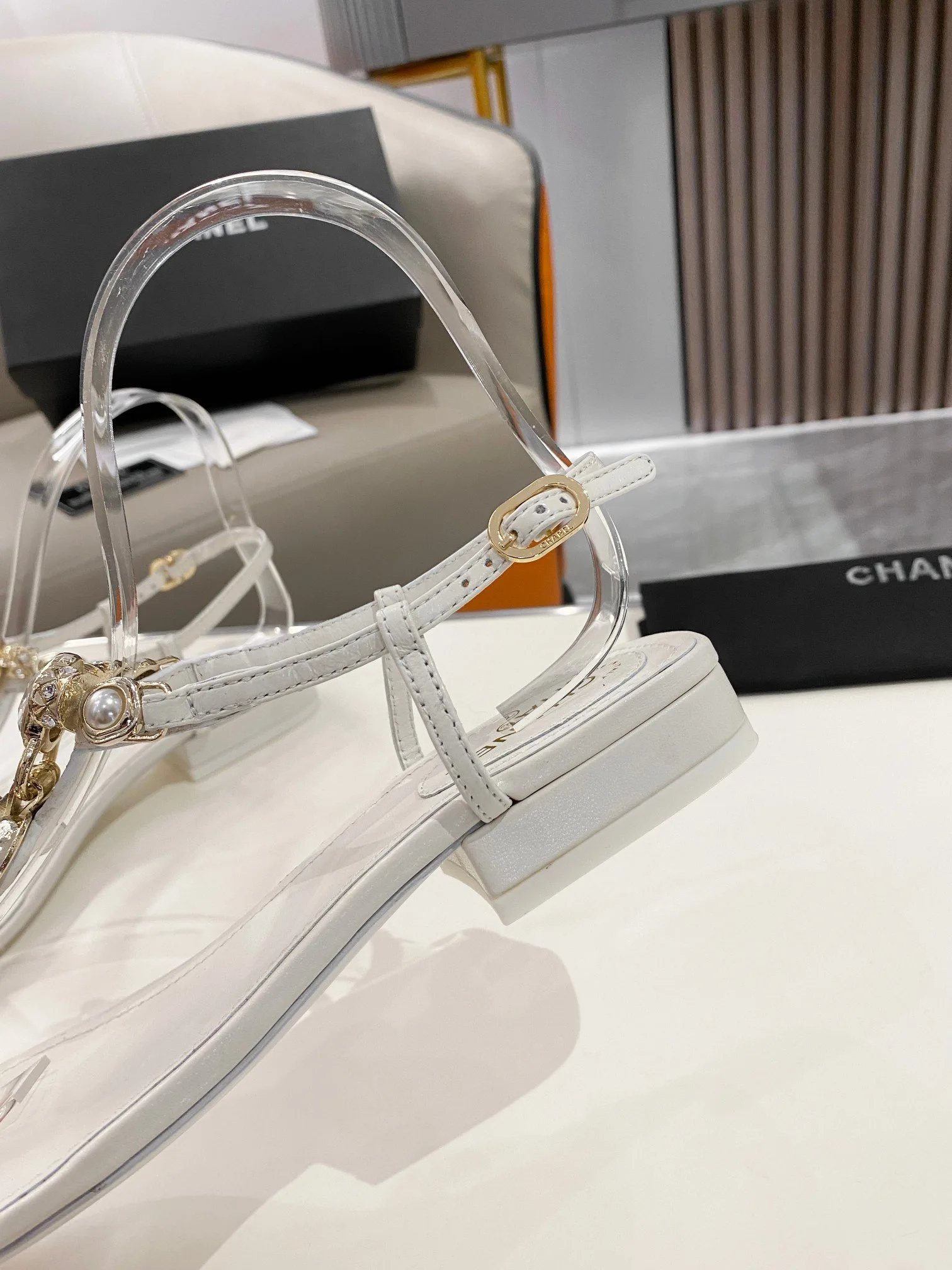 Alternative view of Chanel Crystal Low Heels Flip Flops White