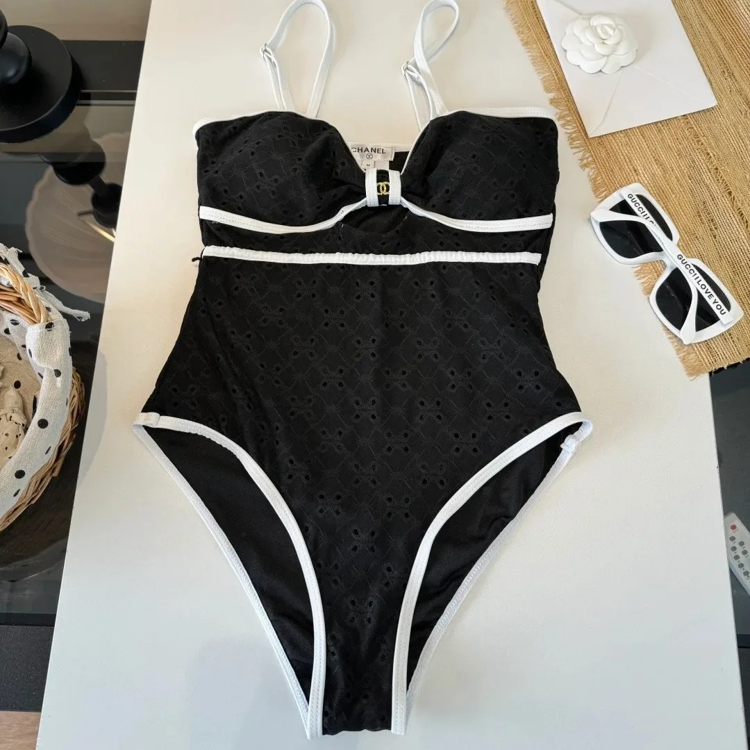 Chanel Cut-Out Interlocking CC One-Piece Swimsuit Black - Image 4