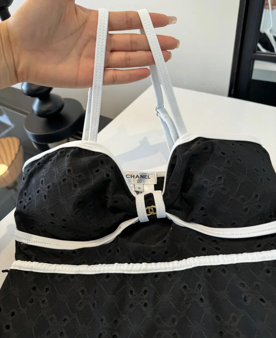 Chanel Cut-Out Interlocking CC One-Piece Swimsuit Black - Image 5