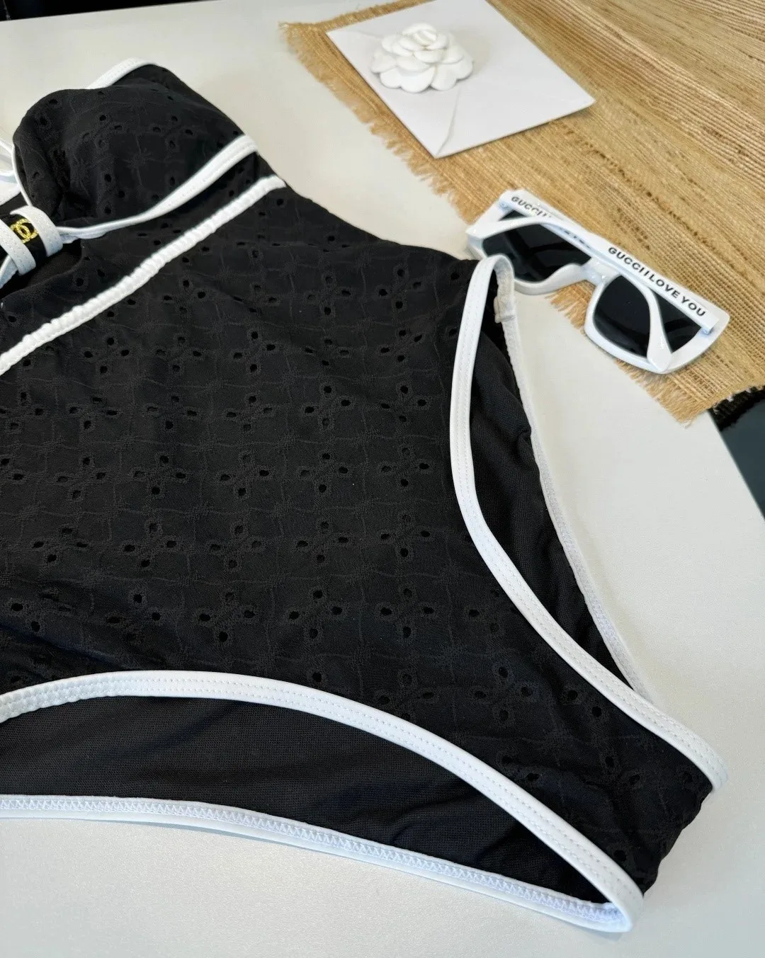Chanel Cut-Out Interlocking CC One-Piece Swimsuit Black - Image 6