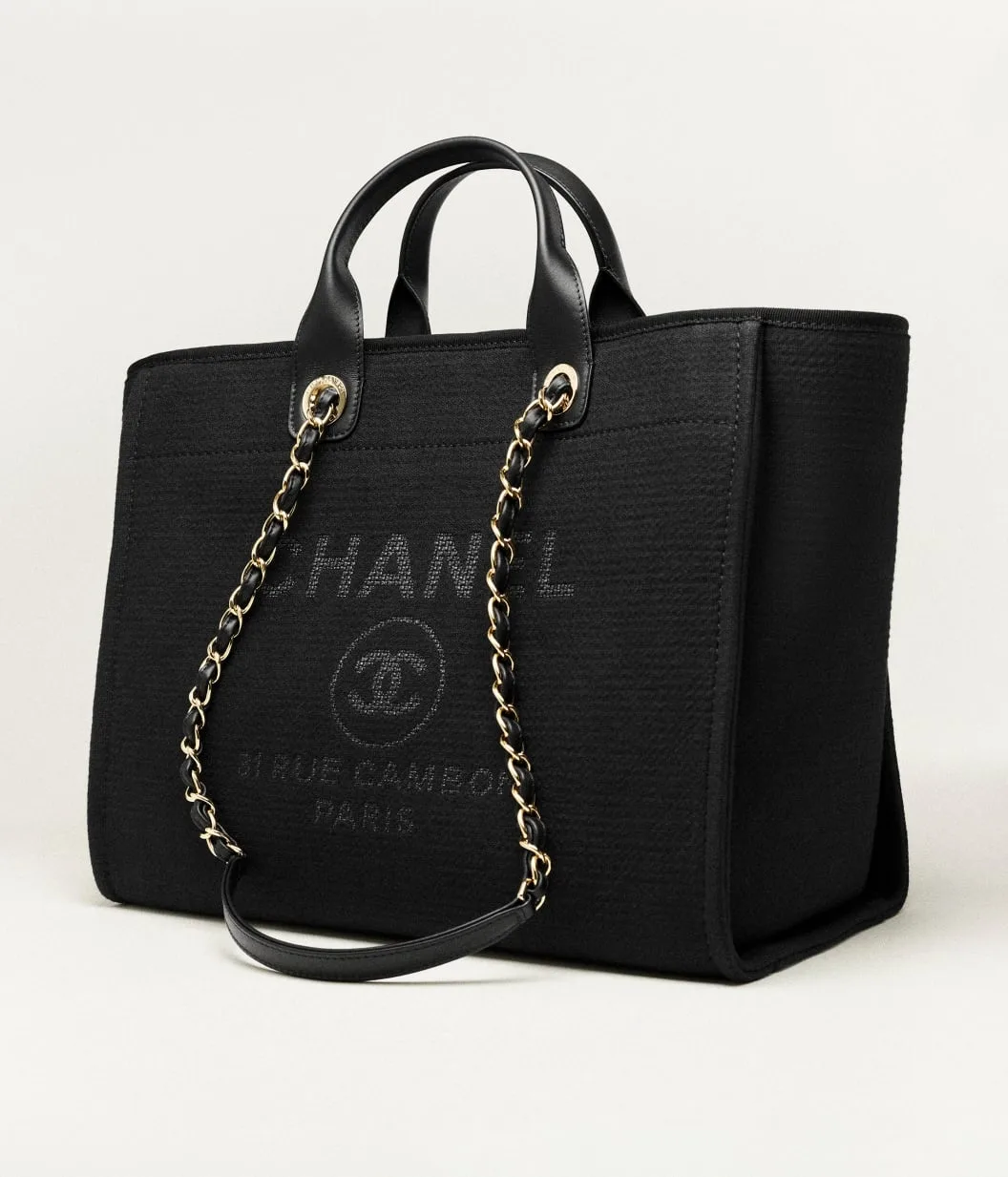 Chanel Deauville Large Tote Bag / Black Gold Hardware - Image 4