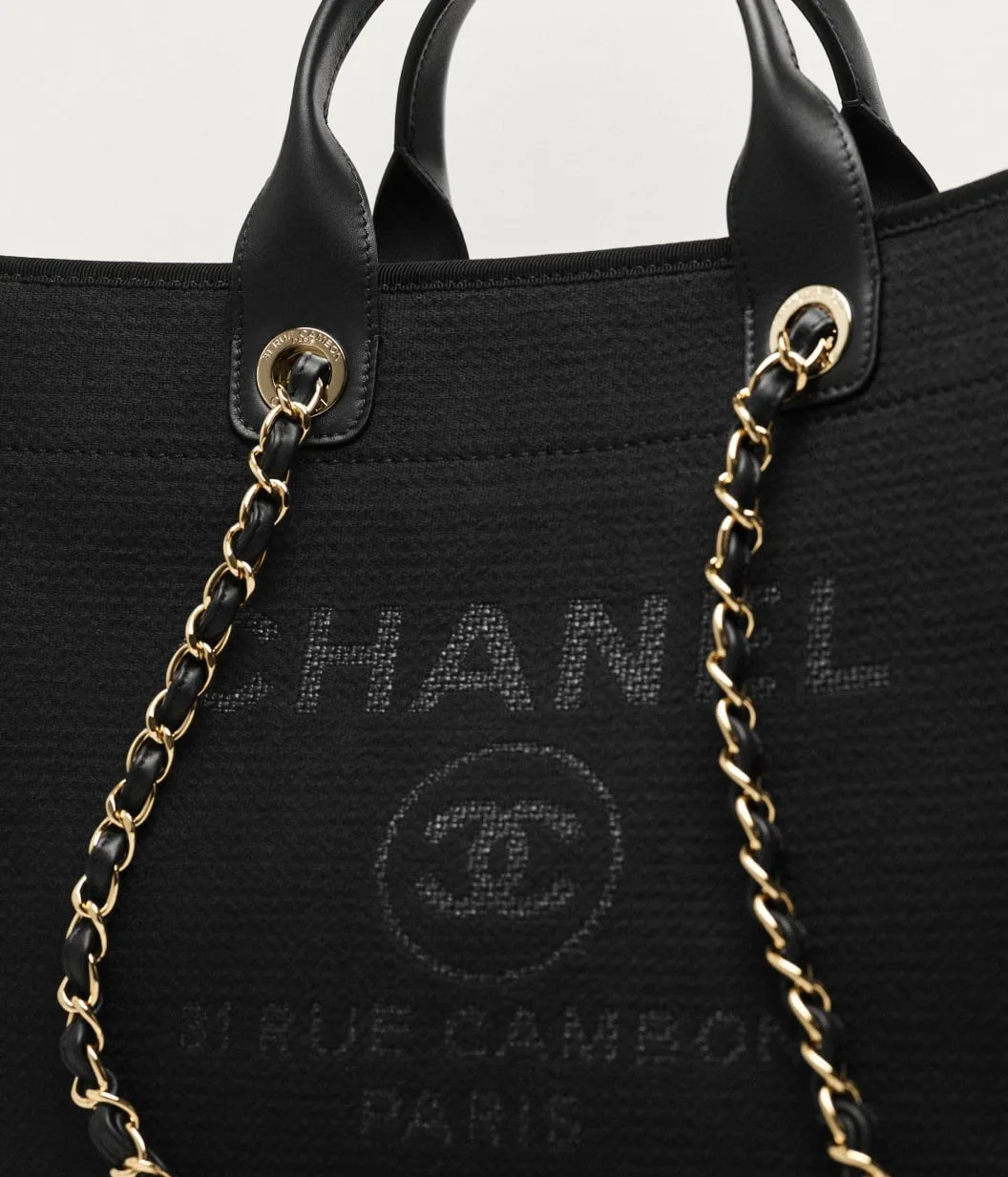 Chanel Deauville Large Tote Bag / Black Gold Hardware - Image 5