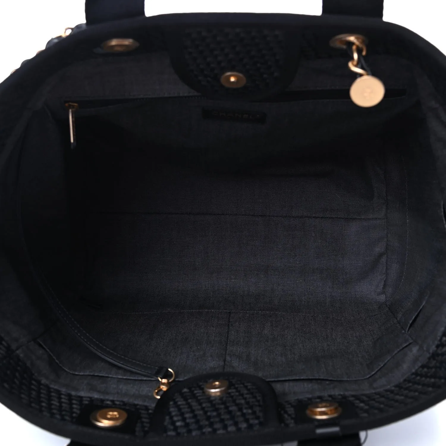 Chanel Deauville Medium Tote Bag / Black Raffia Gold Hardware - Image 3