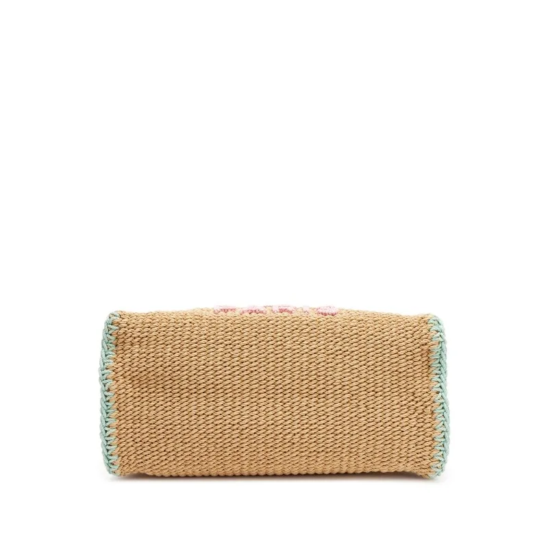 Chanel Deauville Small Tote Bag / Light Pink/ Beige Raffia Gold Hardware - Image 6