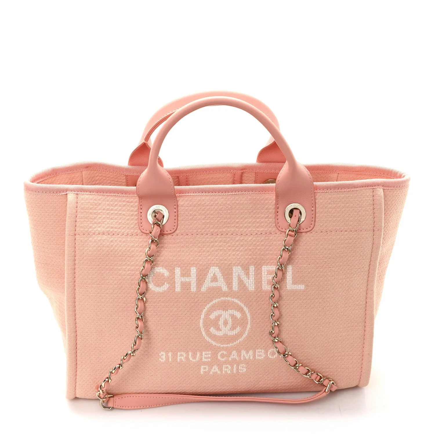 Chanel Deauville Small Tote Bag / Coral Pink Gold Hardware - Image 4