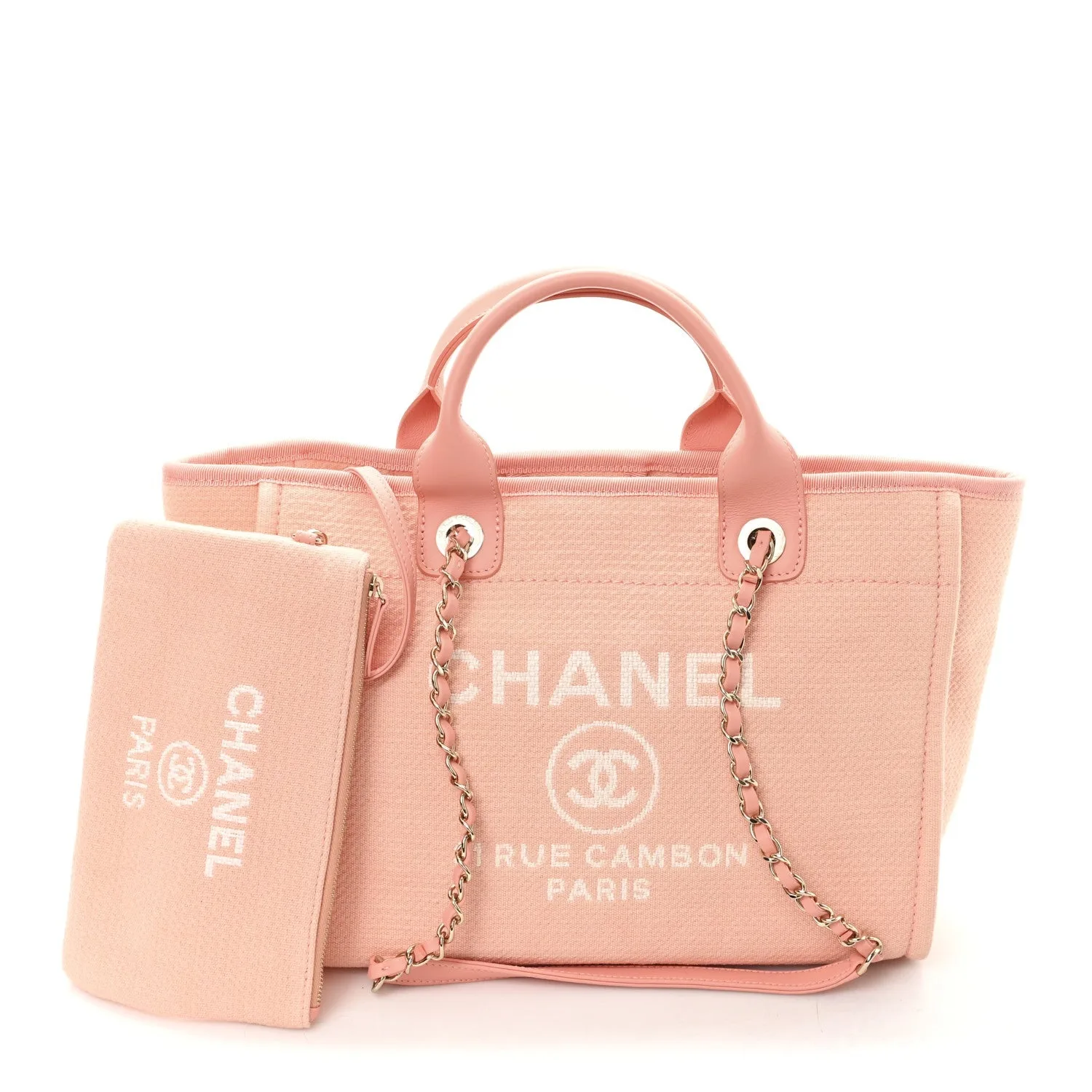 Chanel Deauville Small Tote Bag / Coral Pink Gold Hardware - Image 3