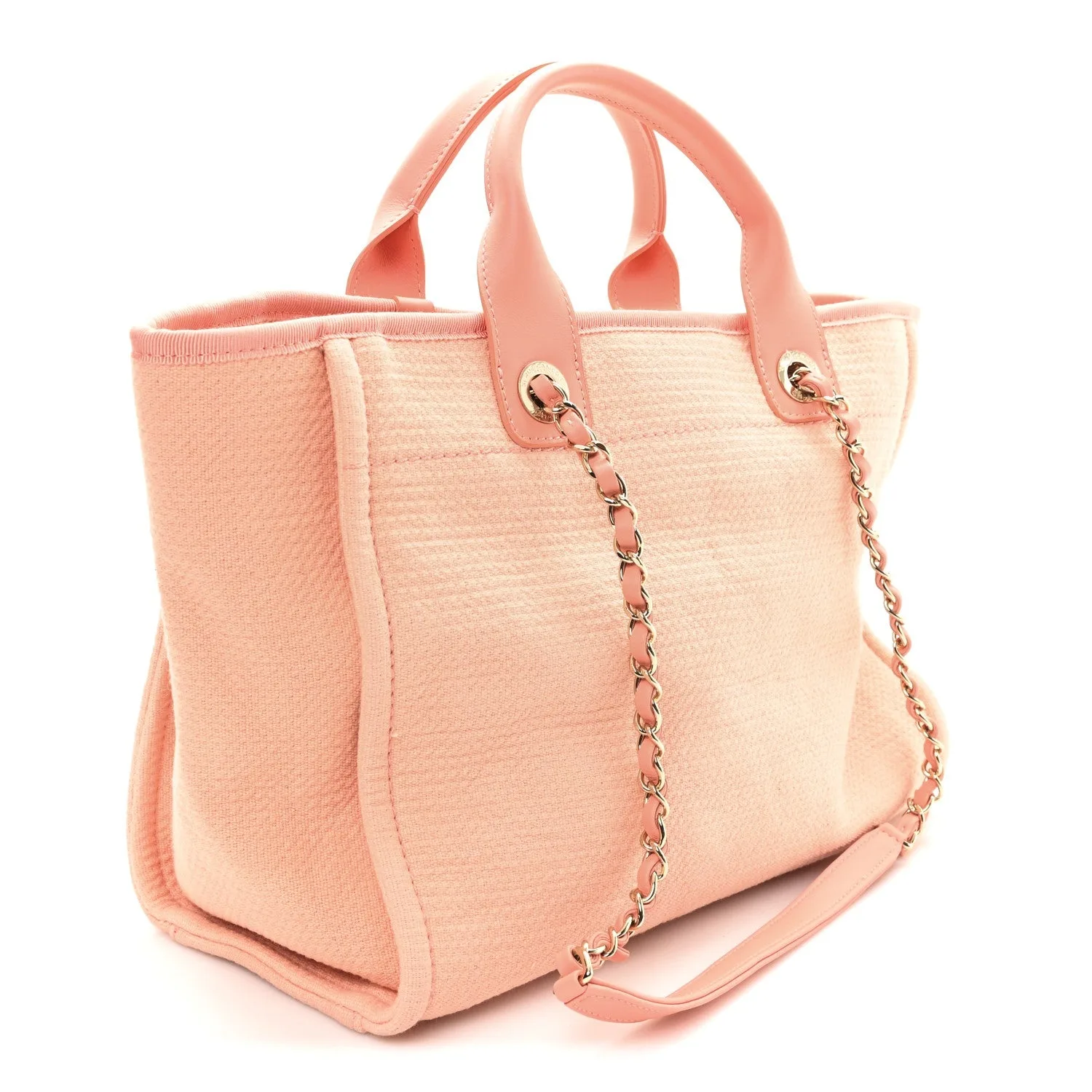 Chanel Deauville Small Tote Bag / Coral Pink Gold Hardware - Image 5