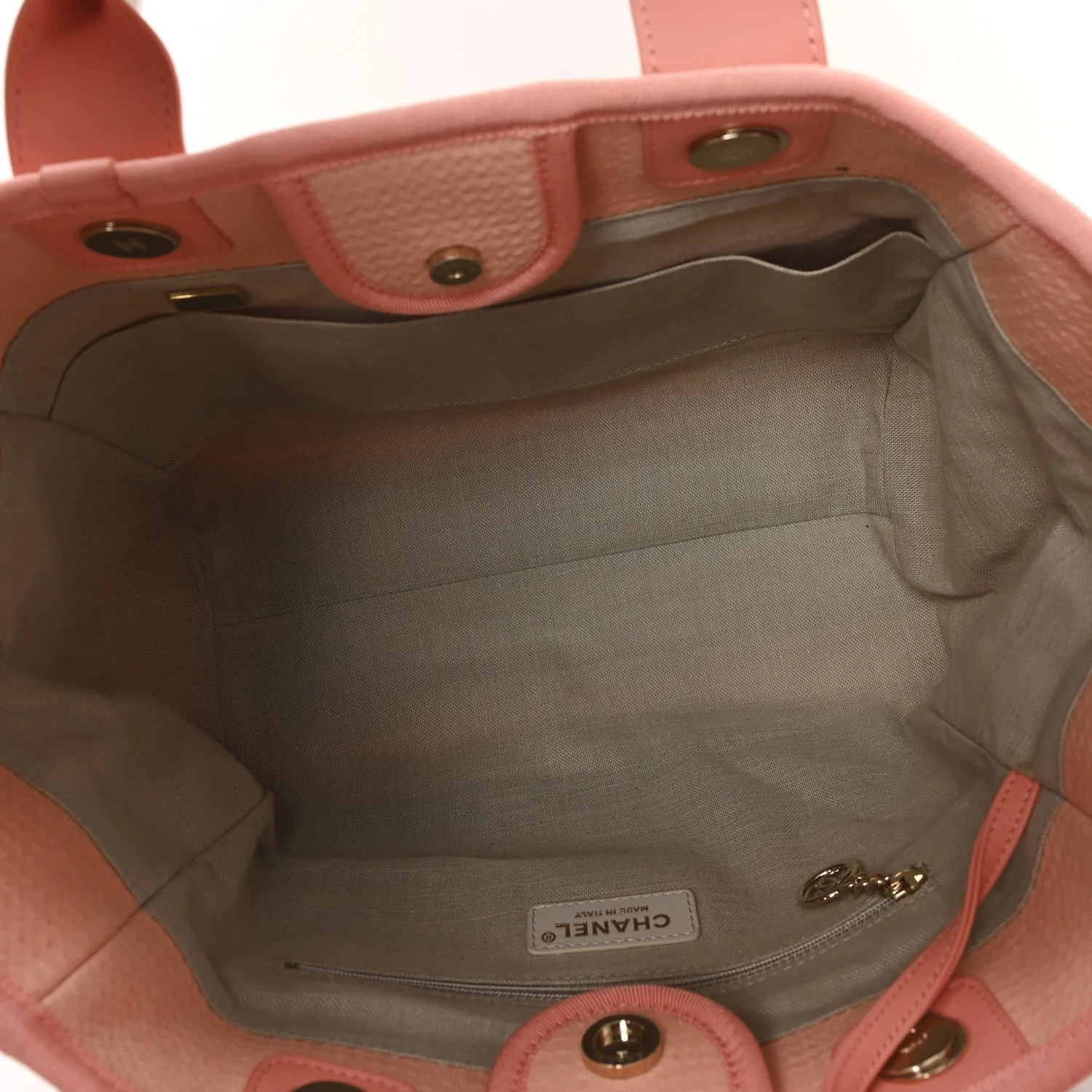 Chanel Deauville Small Tote Bag / Coral Pink Gold Hardware - Image 7