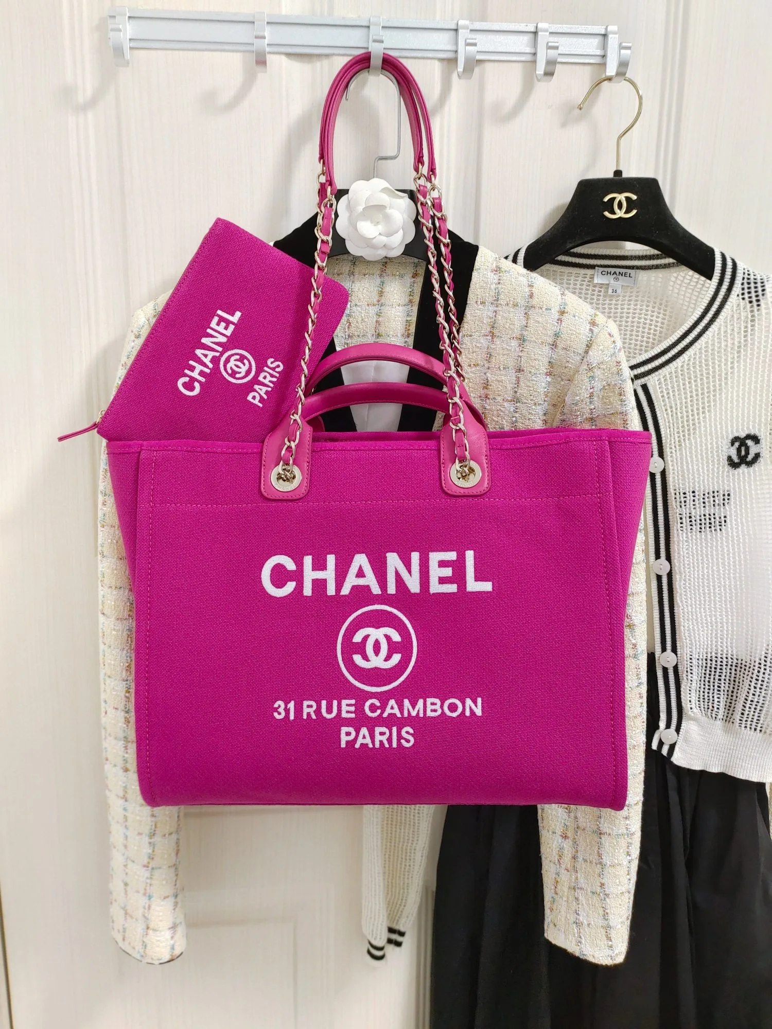 Alternative view of Chanel Deauville Tote Bag Pouch Pink /