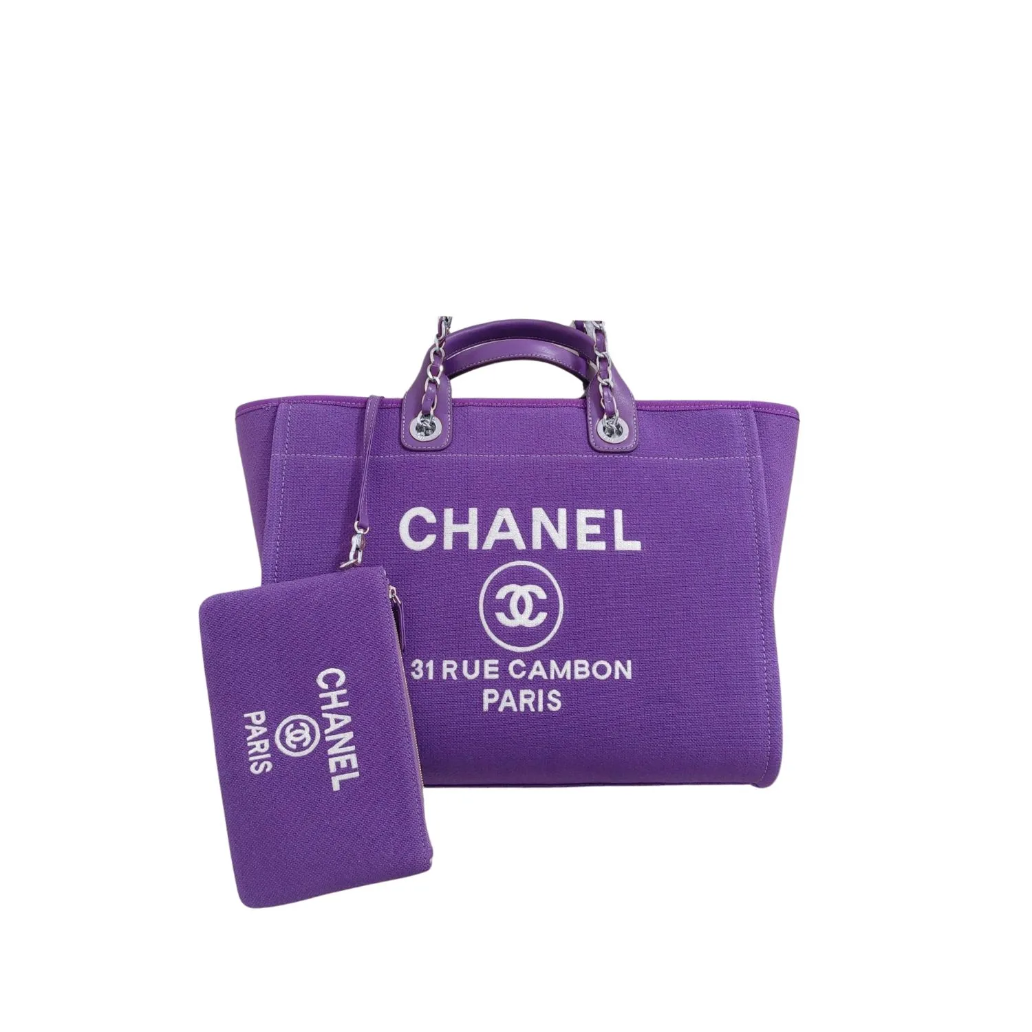 Chanel Deauville Tote Bag Pouch Purple / - Image 3