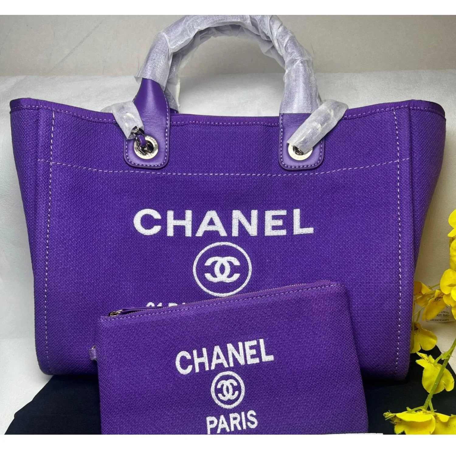 Chanel Deauville Tote Bag Pouch Purple / - Image 5