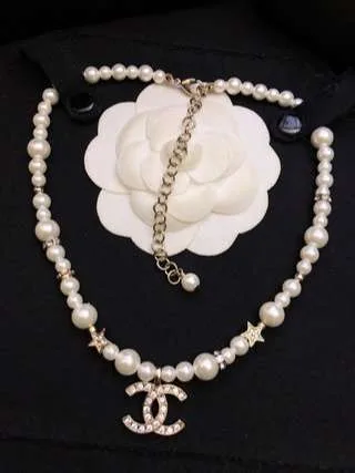 Alternative view of Chanel Diamond Double C Pentagram Necklace Gold