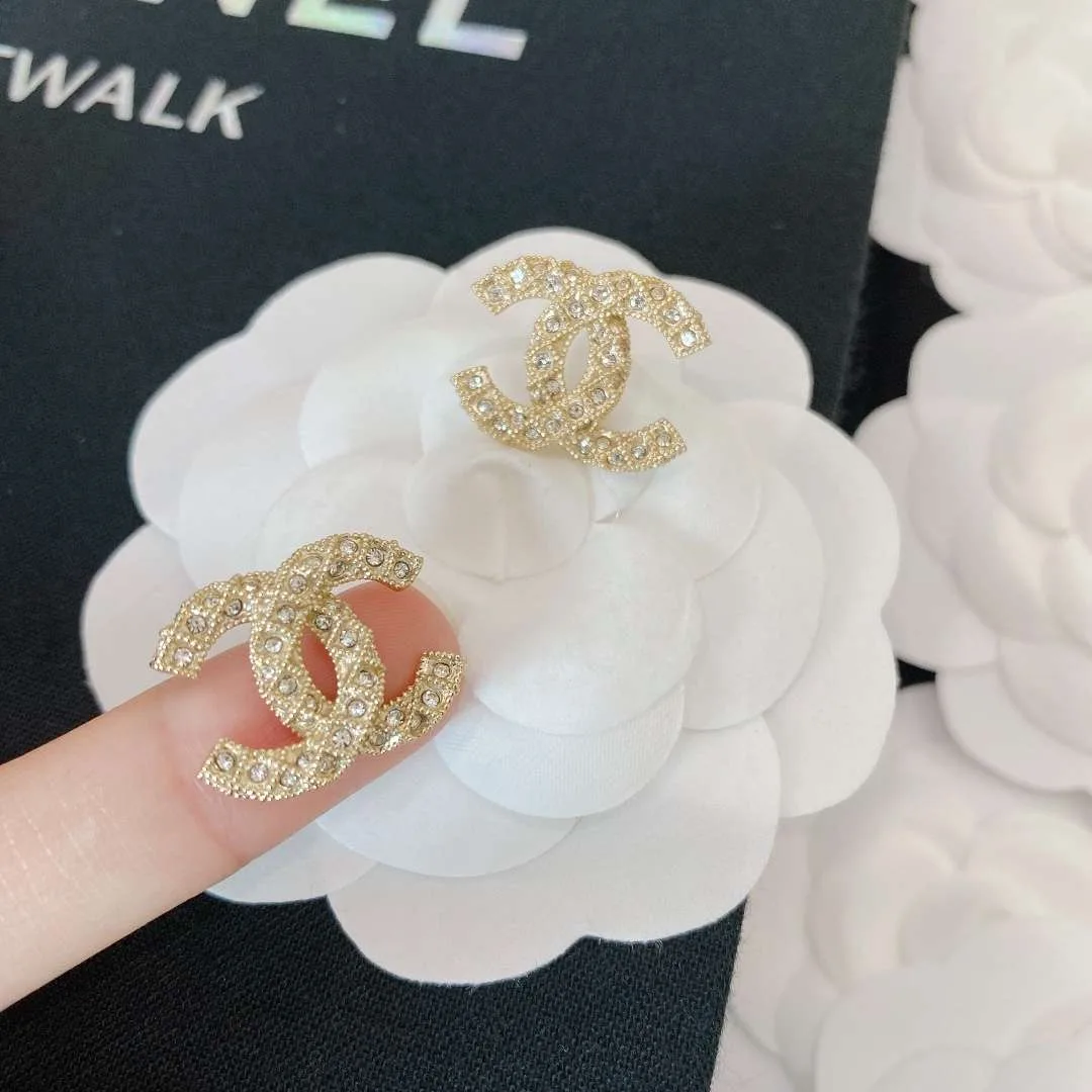 Chanel Diamond Earrings Gold - Image 3