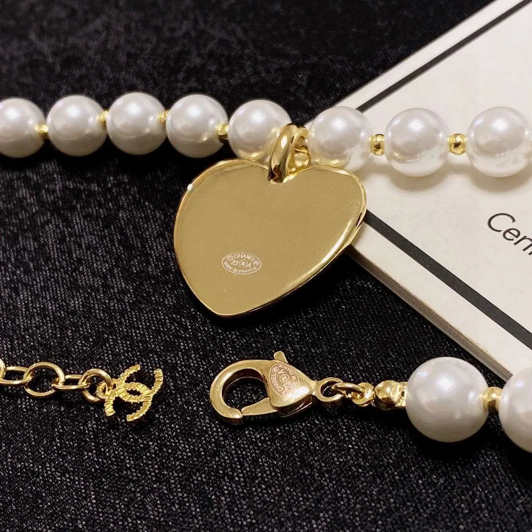 Chanel Double C Pearl Love Necklace White - Image 5