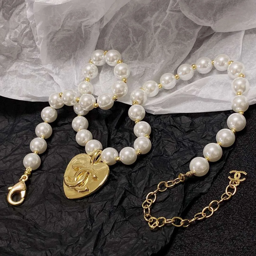 Chanel Double C Pearl Love Necklace White - Image 4
