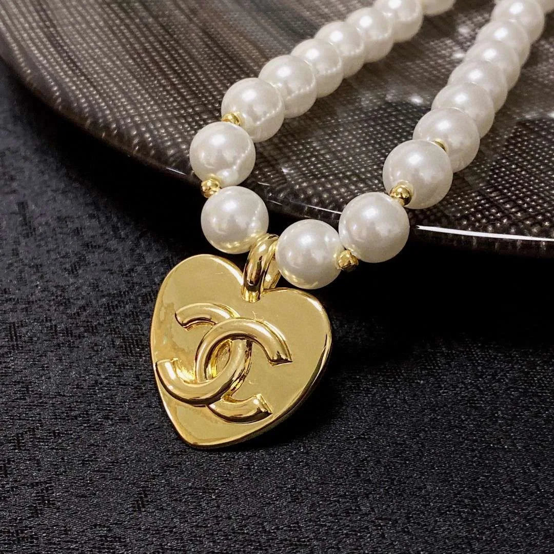 Chanel Double C Pearl Love Necklace White - Image 3