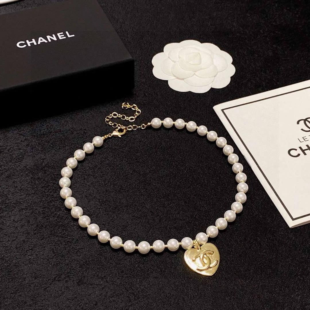 Alternative view of Chanel Double C Pearl Love Necklace White