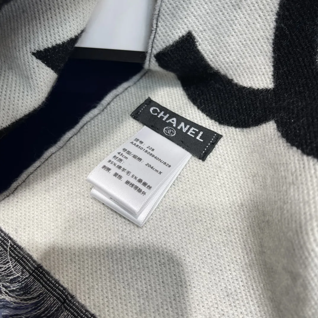 Alternative view of Chanel Double Dided Large Letter Scarf Black