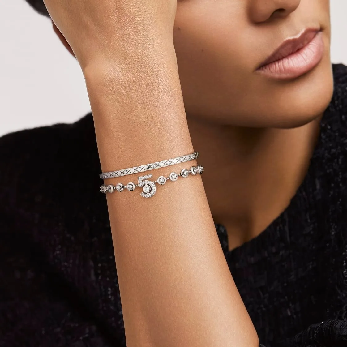 Alternative view of Chanel Pearl Chain With Crystal Logo Charm Gold