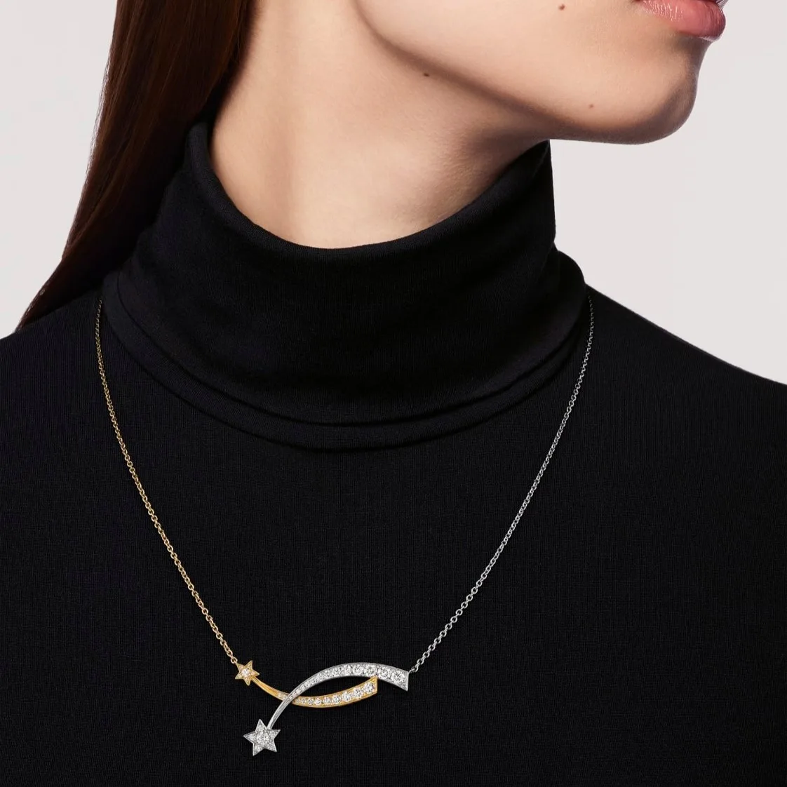Alternative view of Chanel Etoile Filante Necklace Silver/ Gold Hardware