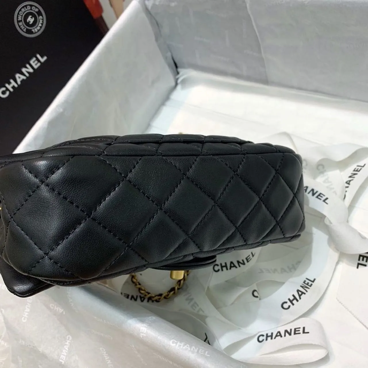 Chanel Flap Bag With CC Ball On Strap Small Crossbody / Black Gold Hardware - Image 7