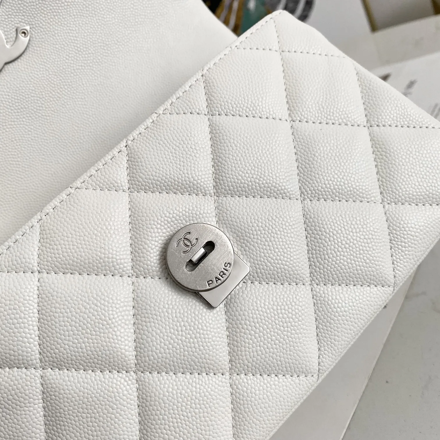 Chanel Flap Bag Mini Crossbody / White Gold Hardware - Image 9