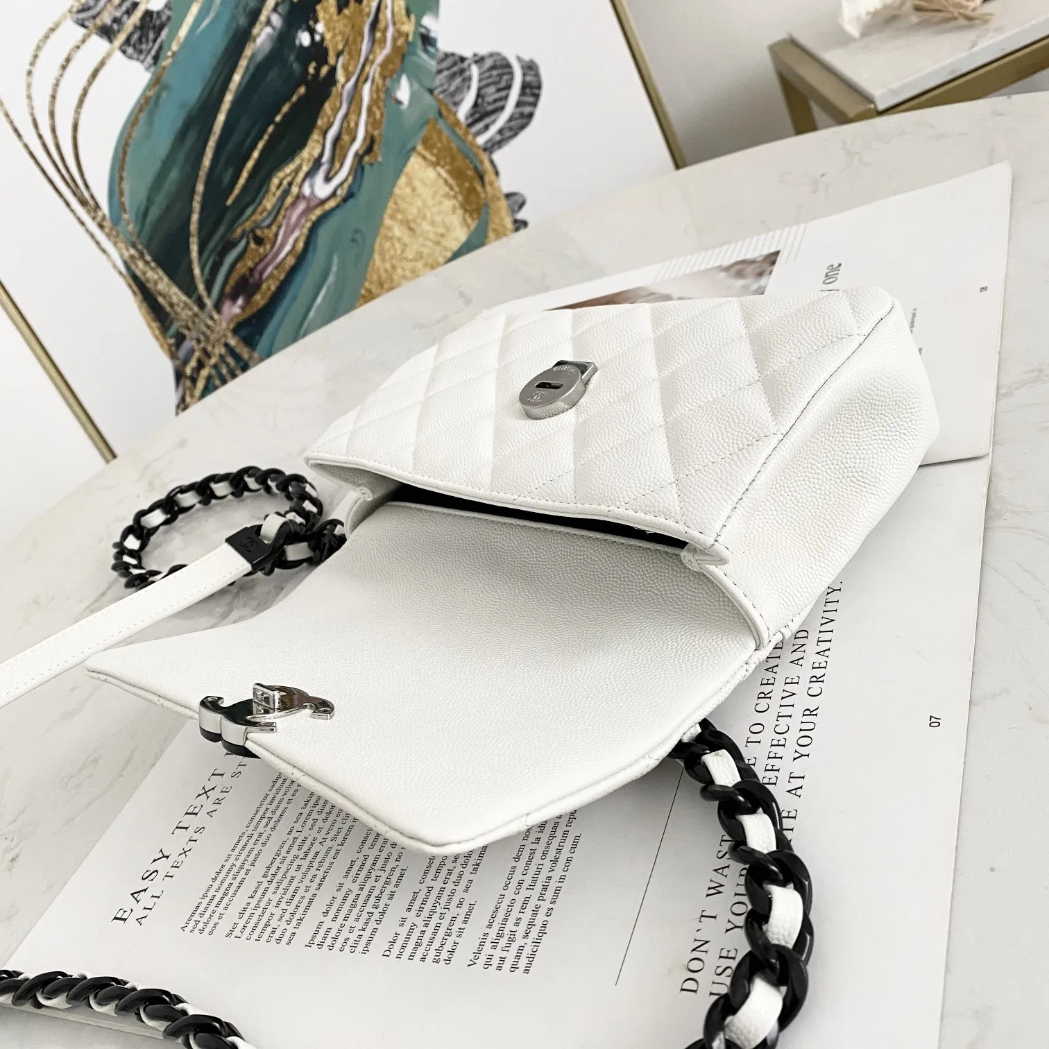 Chanel Flap Bag Mini Crossbody / White Gold Hardware - Image 10