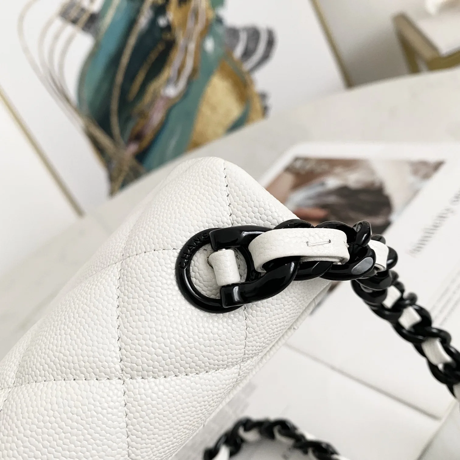 Chanel Flap Bag Mini Crossbody / White Gold Hardware - Image 7