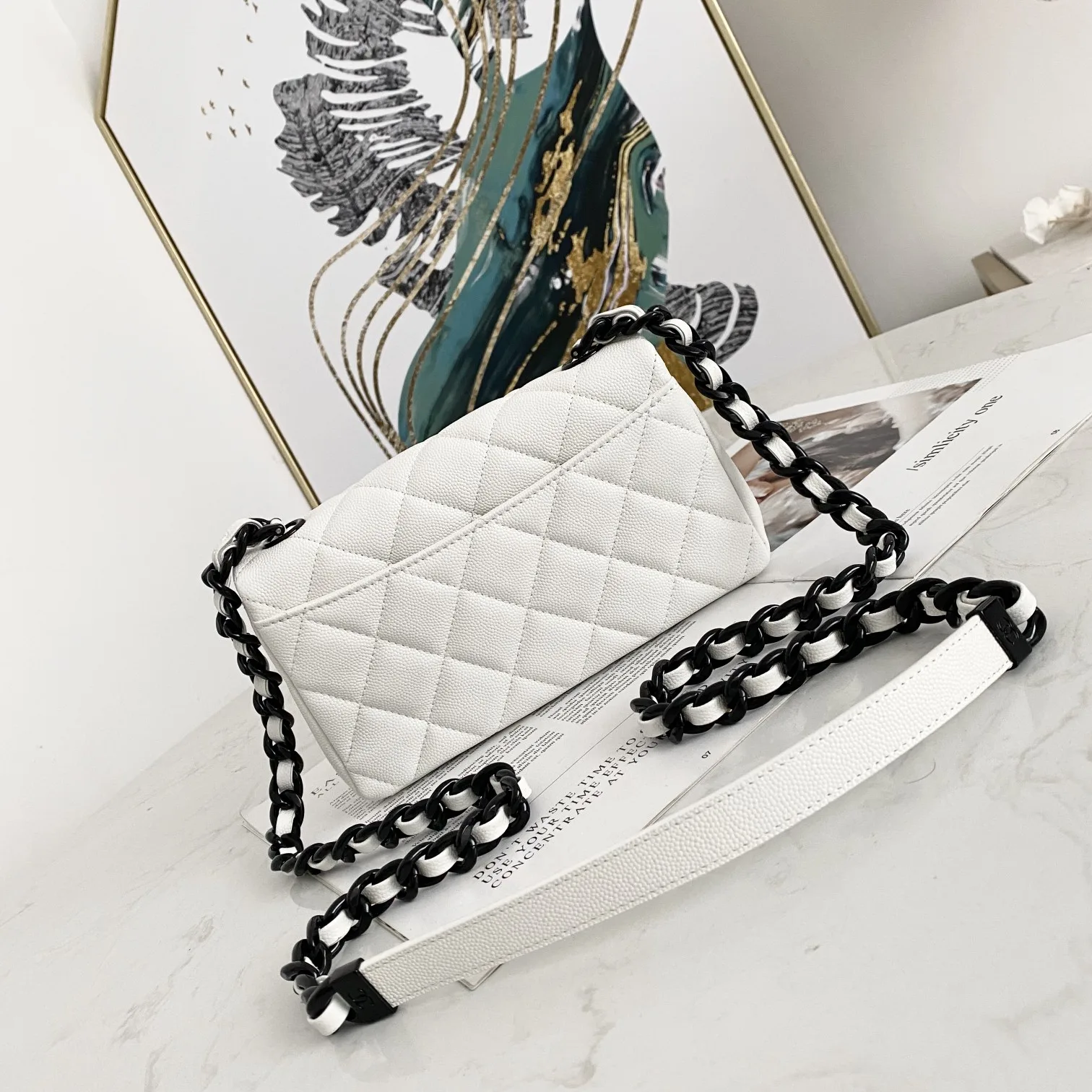 Chanel Flap Bag Mini Crossbody / White Gold Hardware - Image 5
