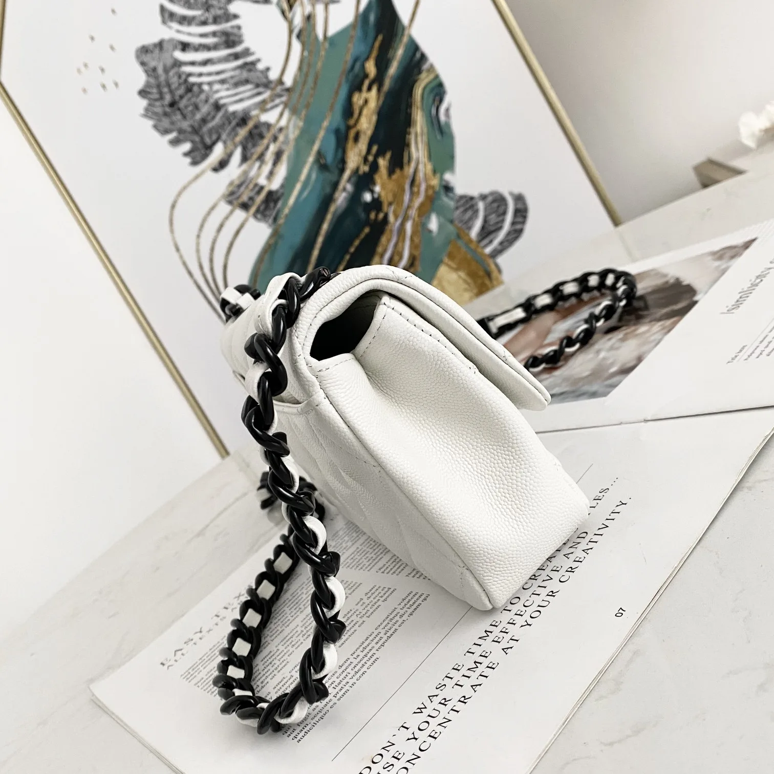 Chanel Flap Bag Mini Crossbody / White Gold Hardware - Image 3