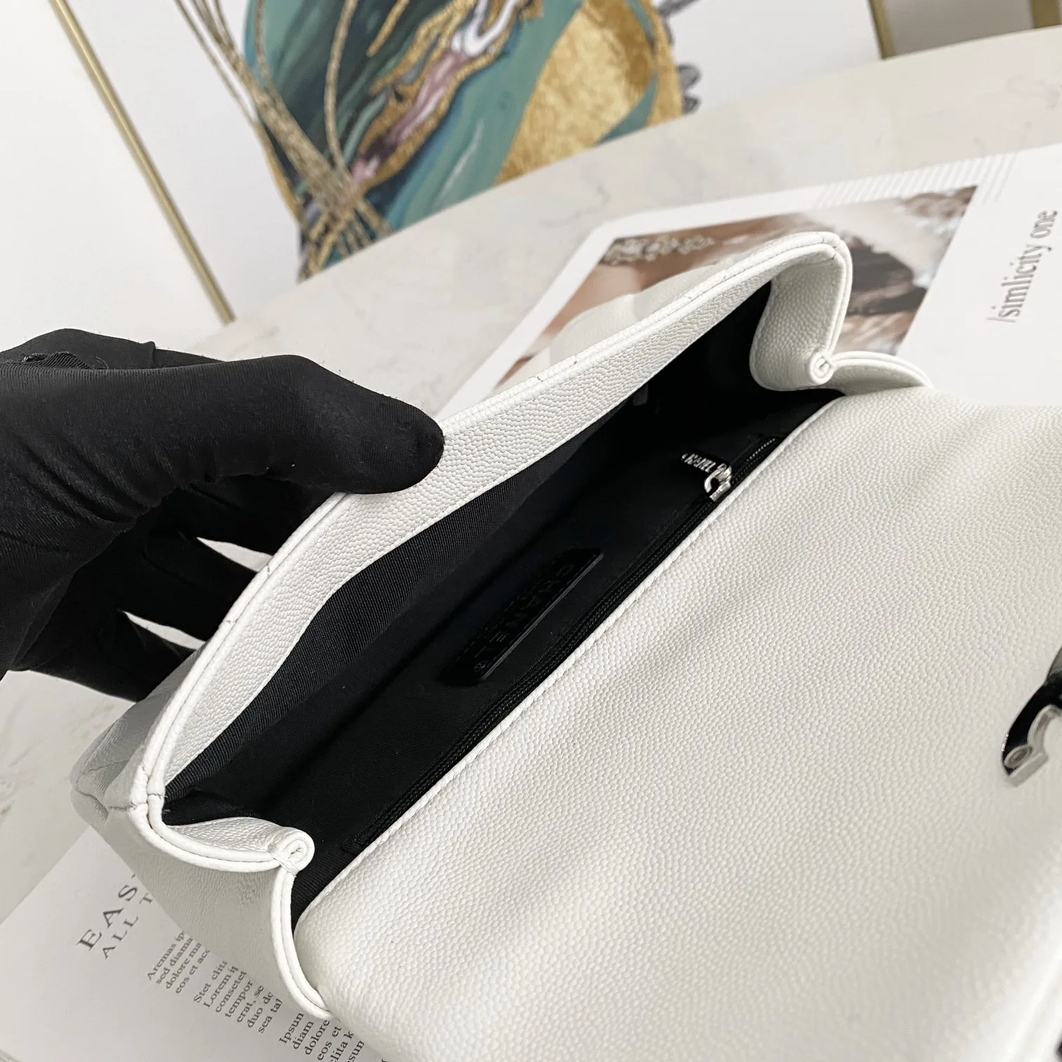 Chanel Flap Bag Mini Crossbody / White Gold Hardware - Image 4
