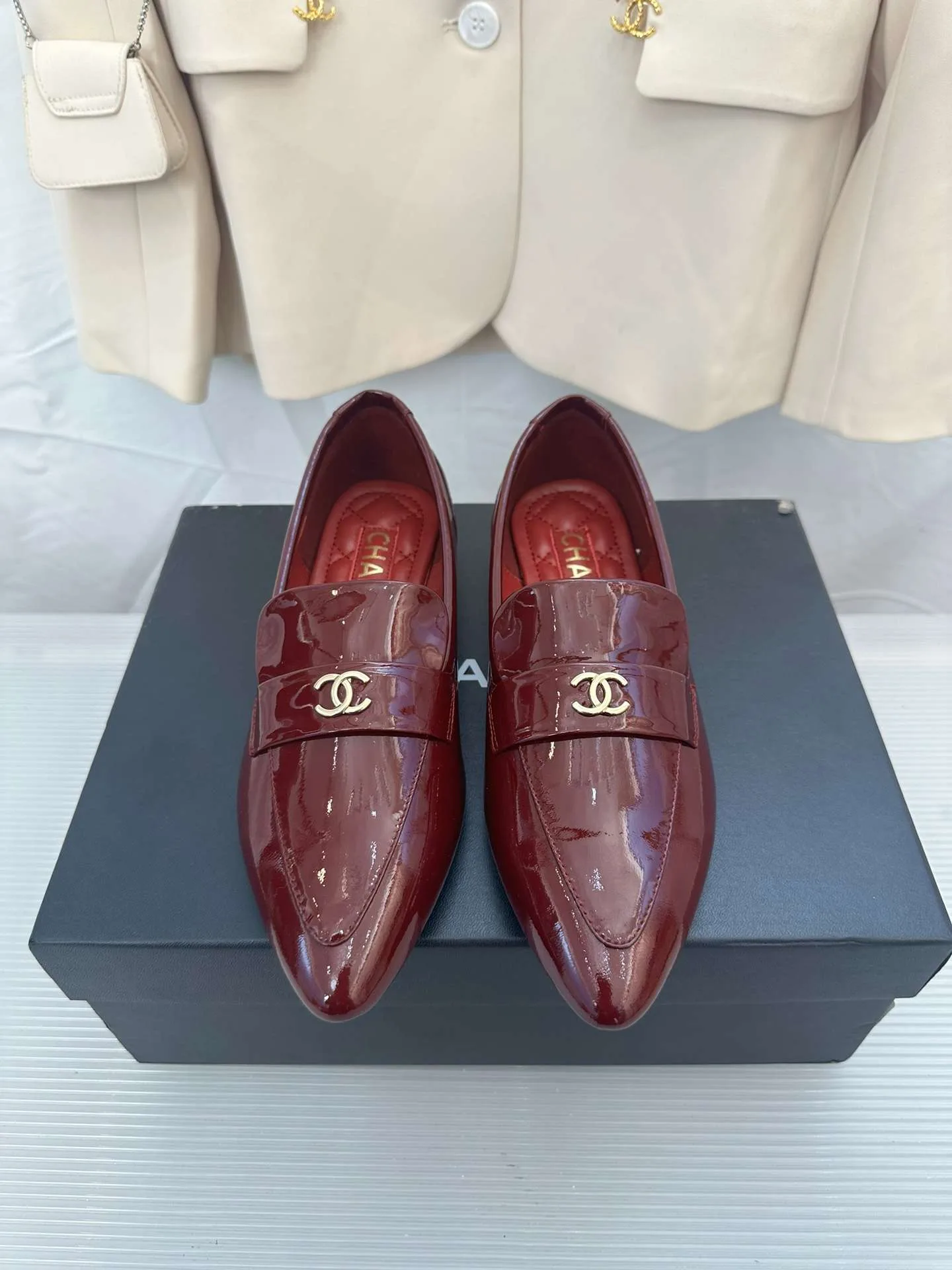 Chanel Goddess Loafers Burgundy - Image 3