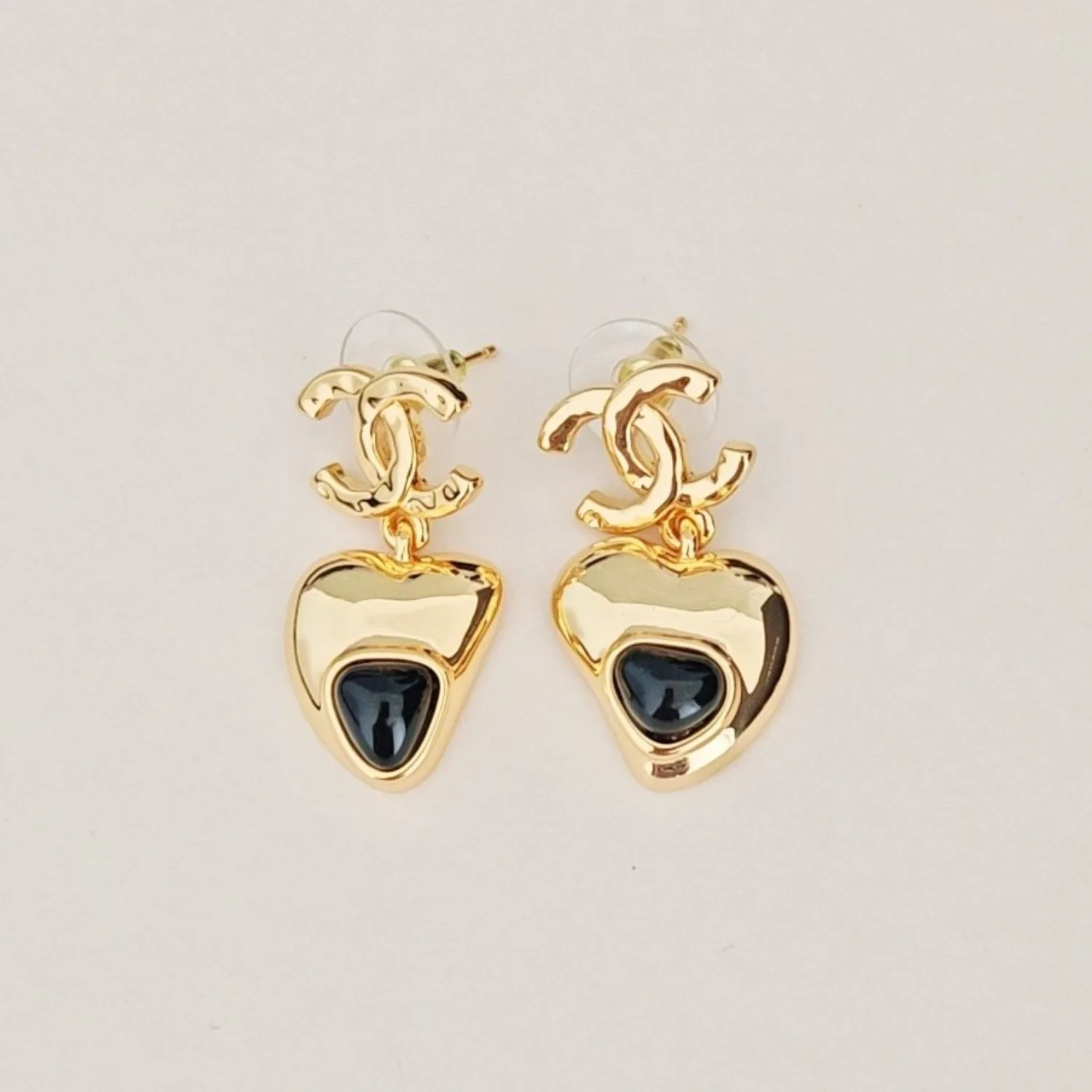 Chanel Heart Drop Earrings Gold-Toned Metal - Image 4