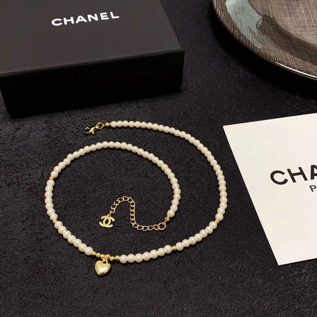 Chanel Heart Pearl Necklace White - Image 7