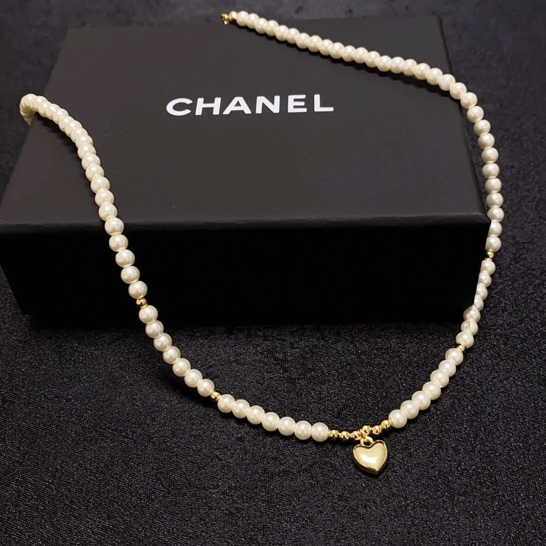 Alternative view of Chanel Heart Pearl Necklace White