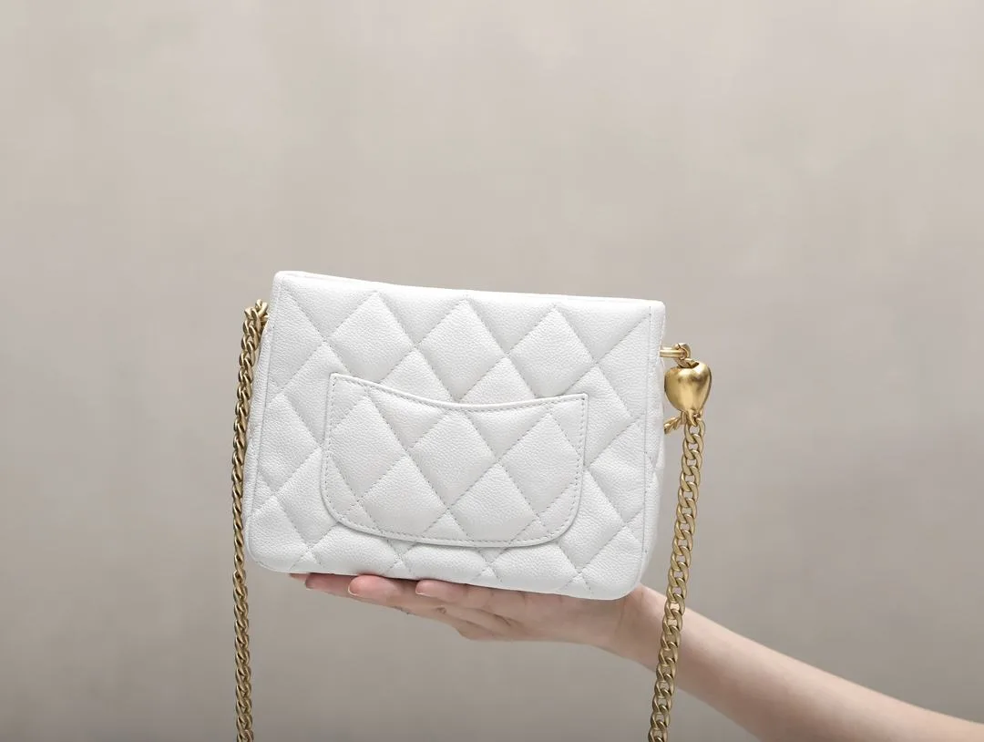 Chanel HoBo Heart Adjustment Buckle Crossbody Bag / White Gold Hardware - Image 4