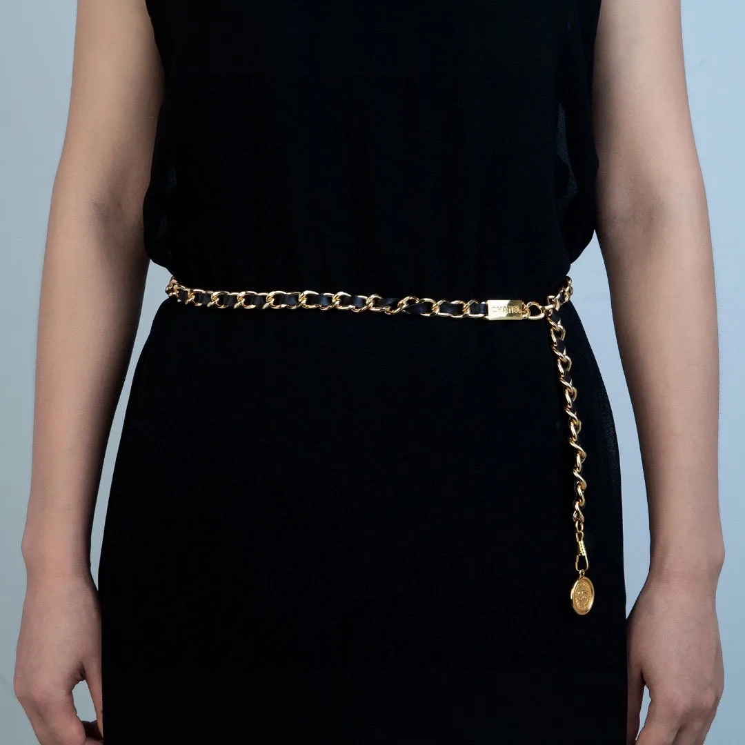 Alternative view of Chanel Iconic Chain Link With Black Leather And Coin Charm