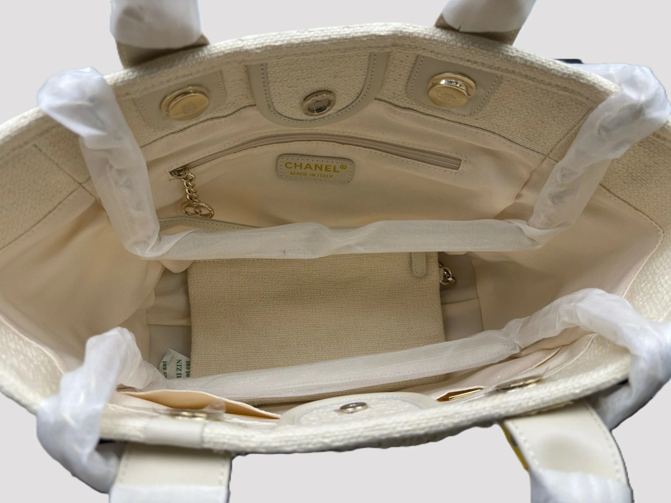 Chanel Deauville Large Tote Bag / Sand Gold Hardware - Image 4