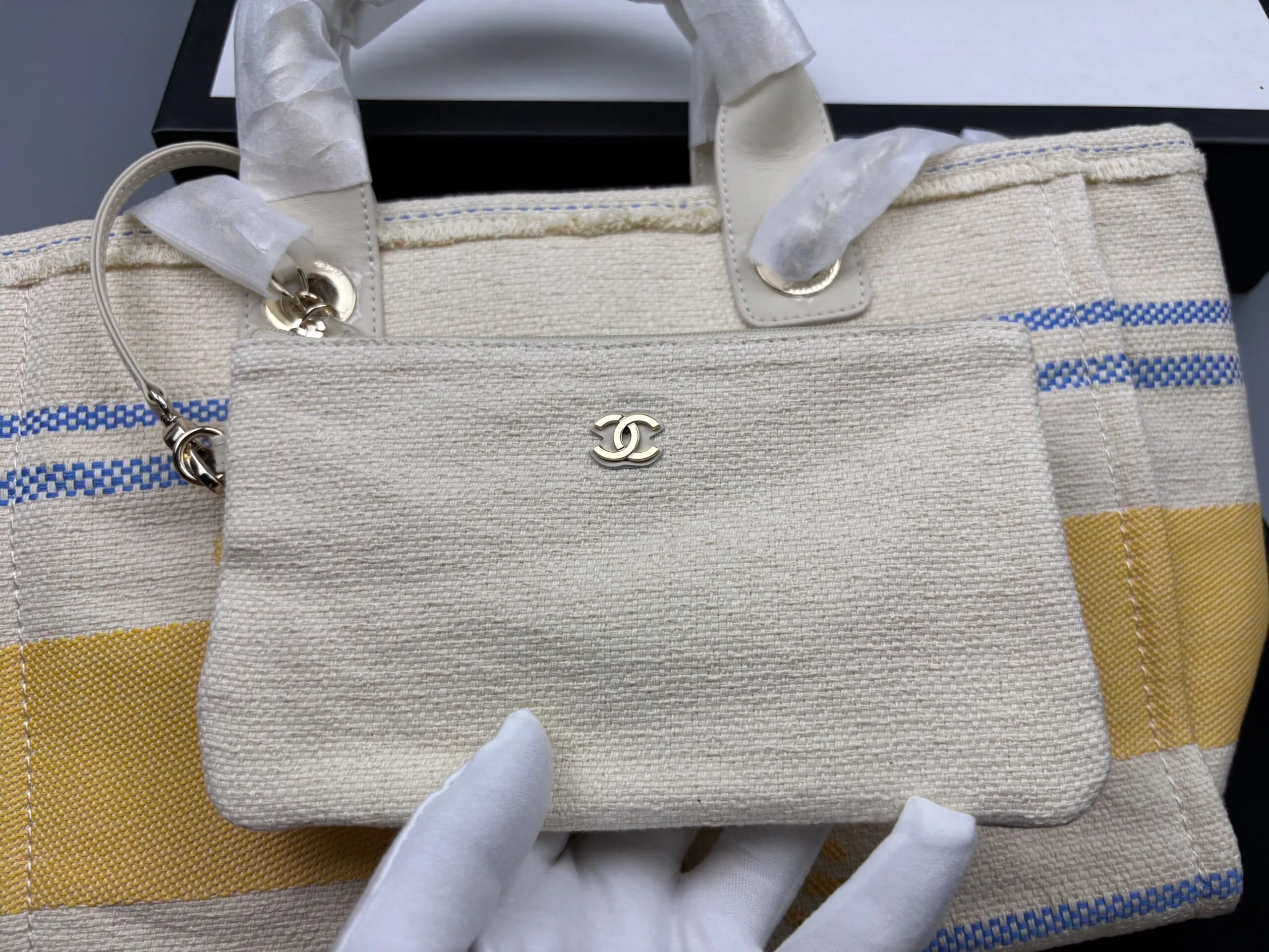 Chanel Deauville Large Tote Bag / Sand Gold Hardware - Image 9