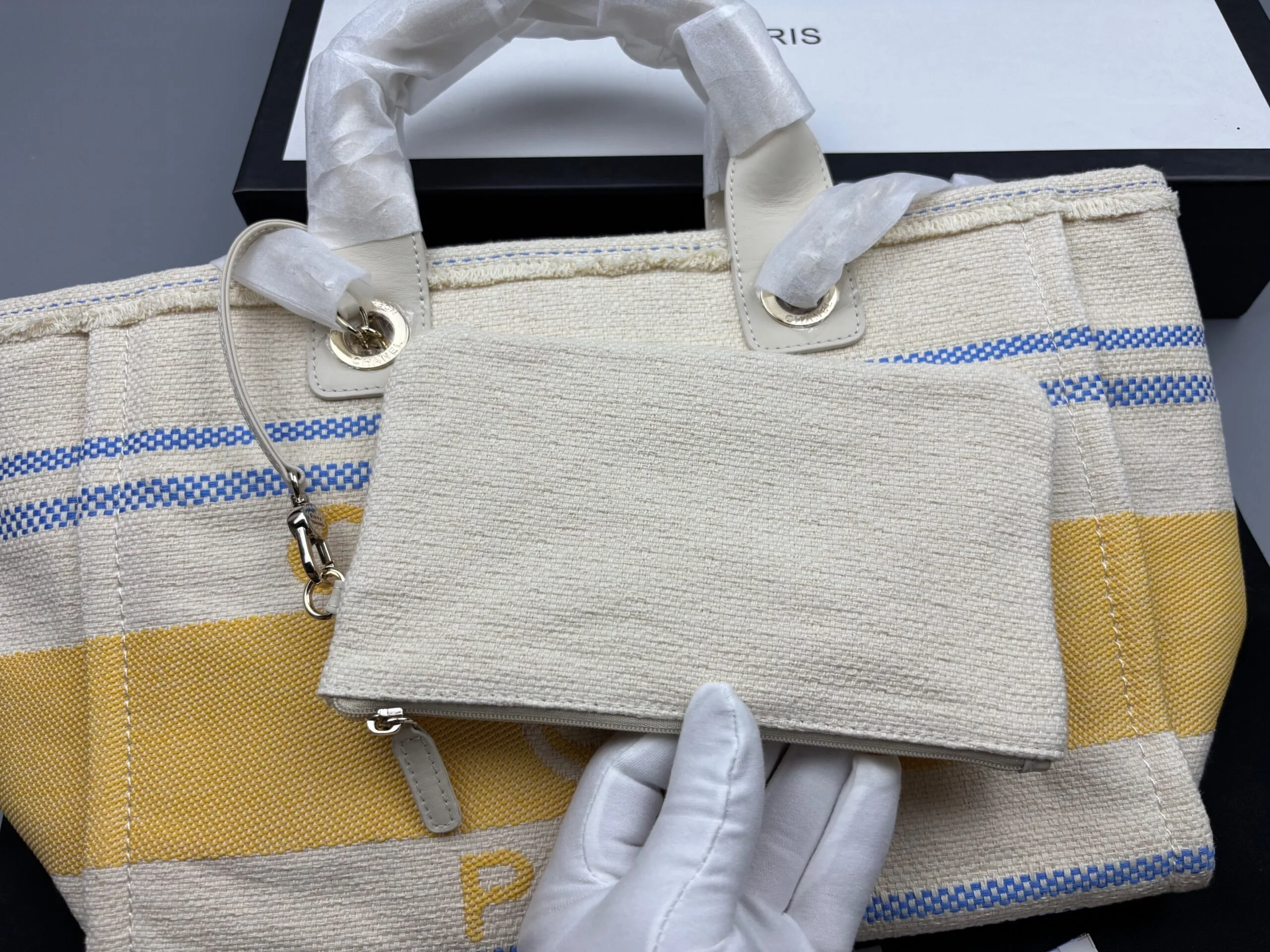 Chanel Deauville Large Tote Bag / Sand Gold Hardware - Image 10