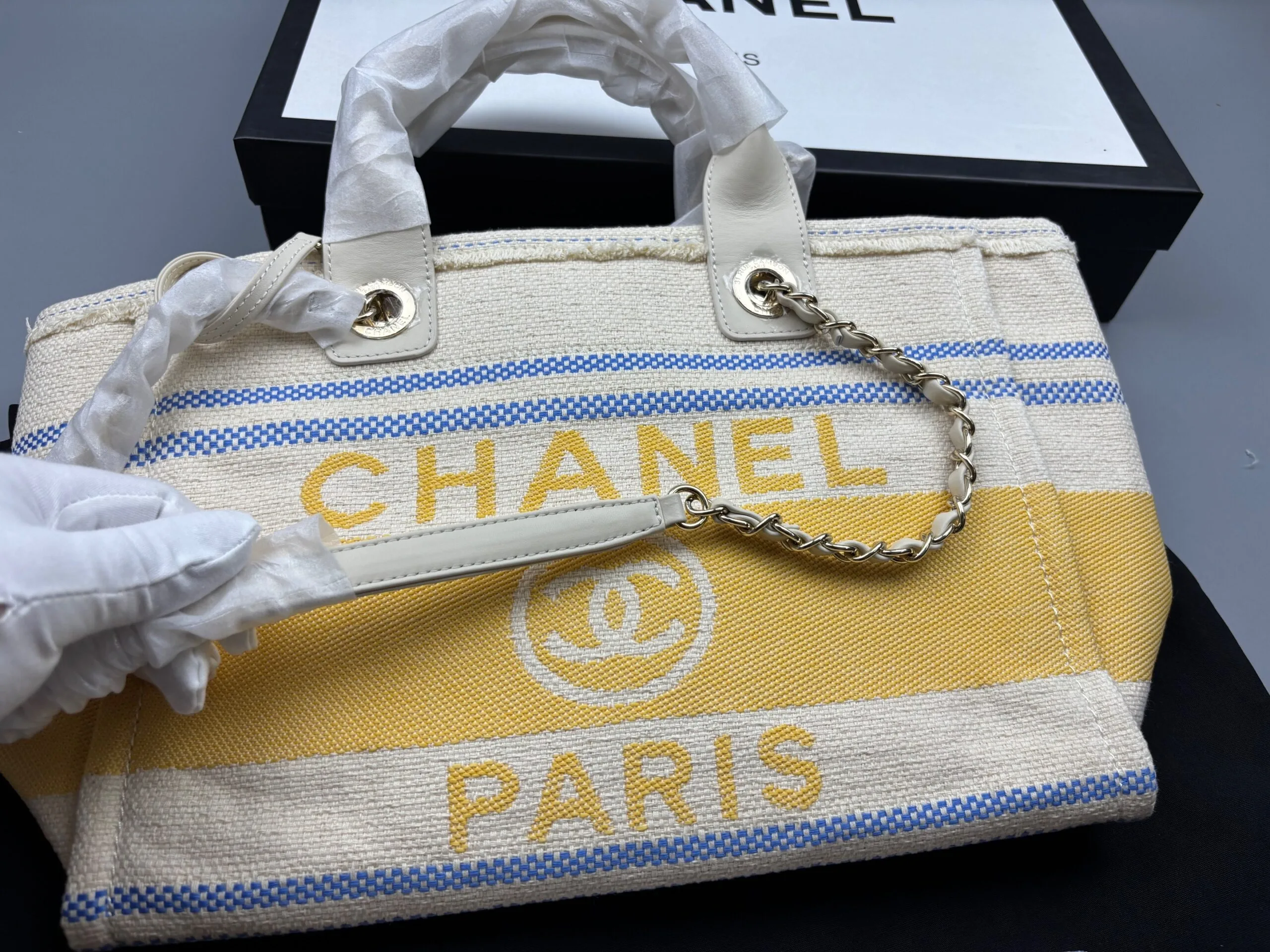 Chanel Deauville Large Tote Bag / Sand Gold Hardware - Image 8