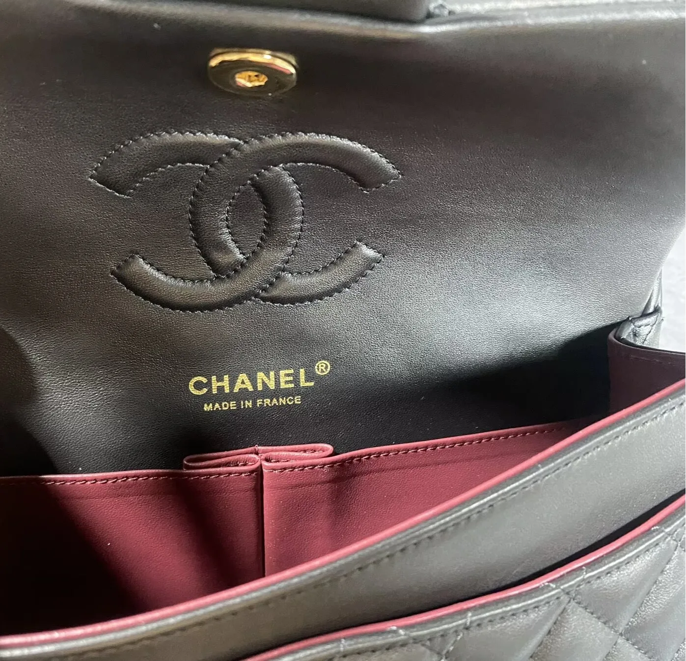 Chanel Layered Classic Flap Bag Crossbody / Black Gold Hardware - Image 9