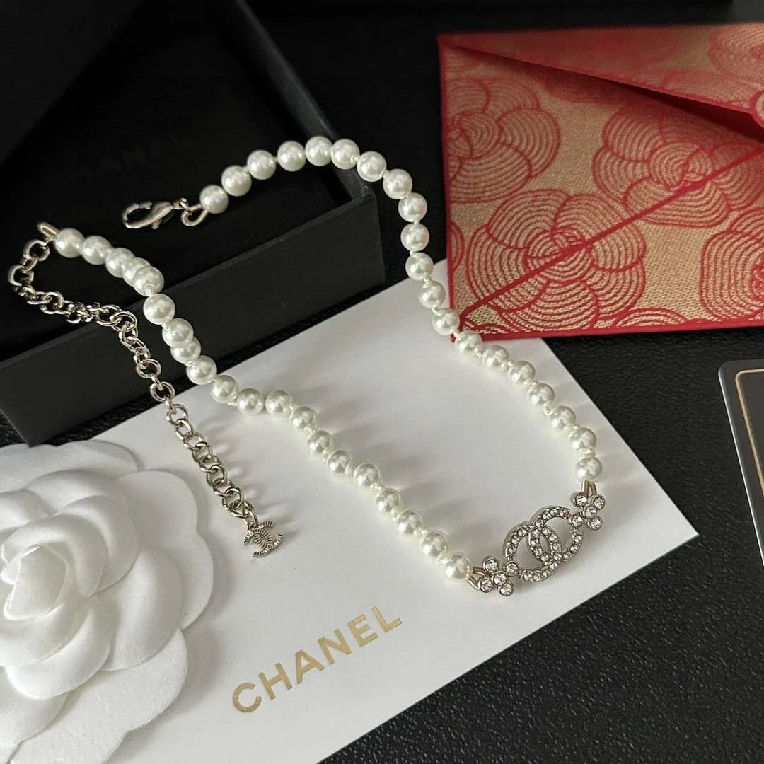 Chanel Letter Necklace White - Image 3